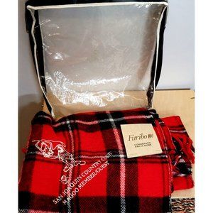 Faribo Conserver Pak A Robe Red Acrylic Plaid Stadium Throw Blanket Fringe Edges